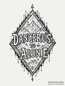 Tattoo sketch the words 'it's dangerous to go... - эскиз тату (№1751187743_0, 29.06.2025 09:02) — Tatufoto.com