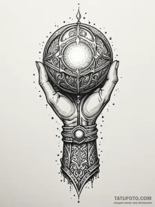 Tattoo sketch a medieval gauntlet holding a g... - эскиз тату (№1751188768_0, 29.06.2025 09:19) — Tatufoto.com