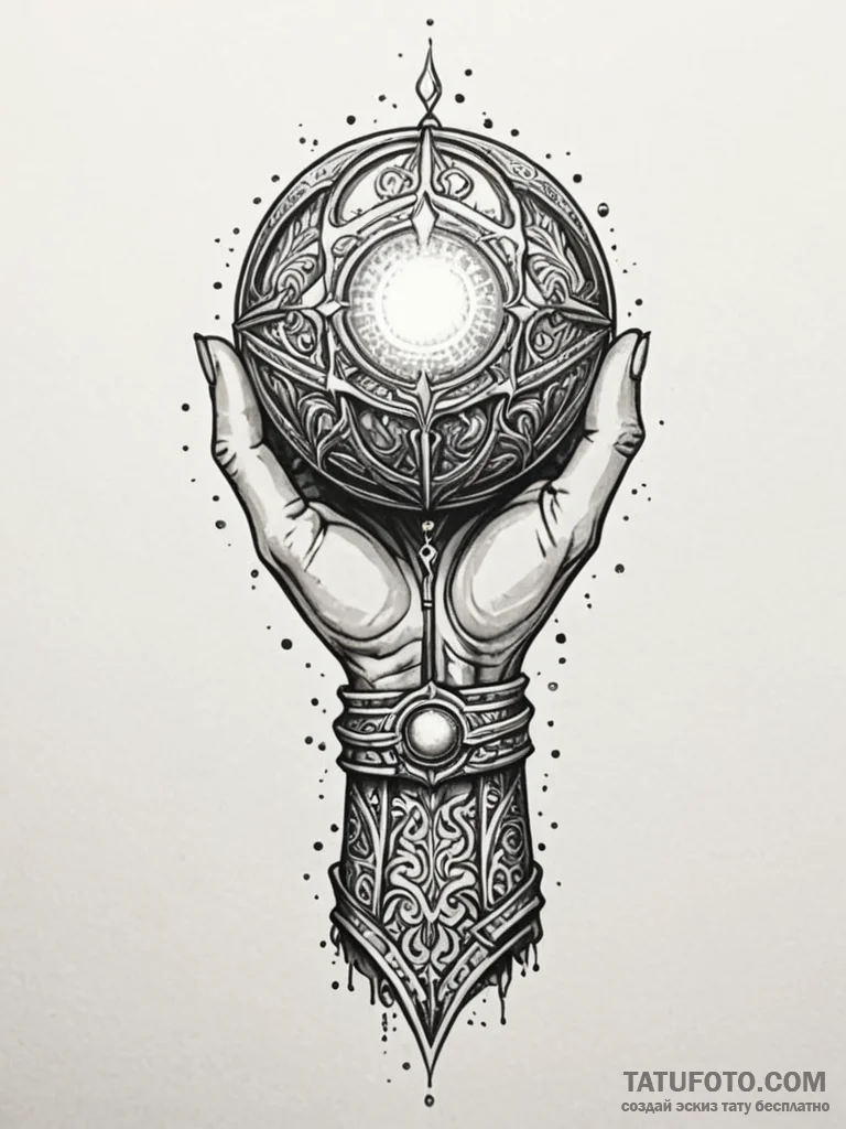 Tattoo sketch a medieval gauntlet holding a g... - эскиз тату (№1751188768_0, 29.06.2025 09:19) — Tatufoto.com