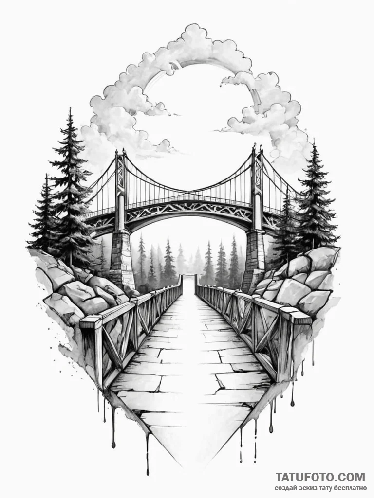 Tattoo sketch a stylized "bridge" that connec... - эскиз тату (№1751188857_0, 29.06.2025 09:20) — Tatufoto.com