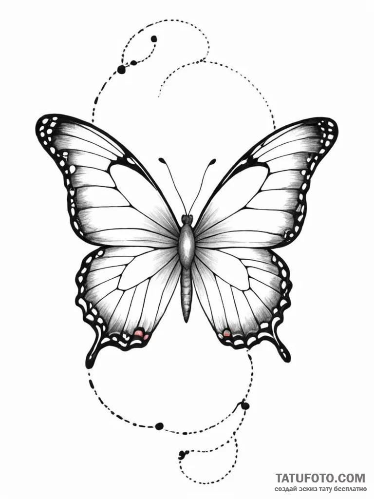 Tattoo design a minimalist butterfly with dot... - эскиз тату (№1751189340_0, 29.06.2025 09:29) — Tatufoto.com