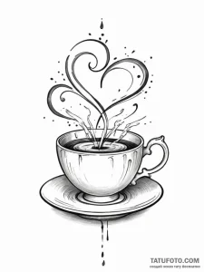Tattoo design a minimalist teacup with a stea... - эскиз тату (№1751189423_0, 29.06.2025 09:30) — Tatufoto.com