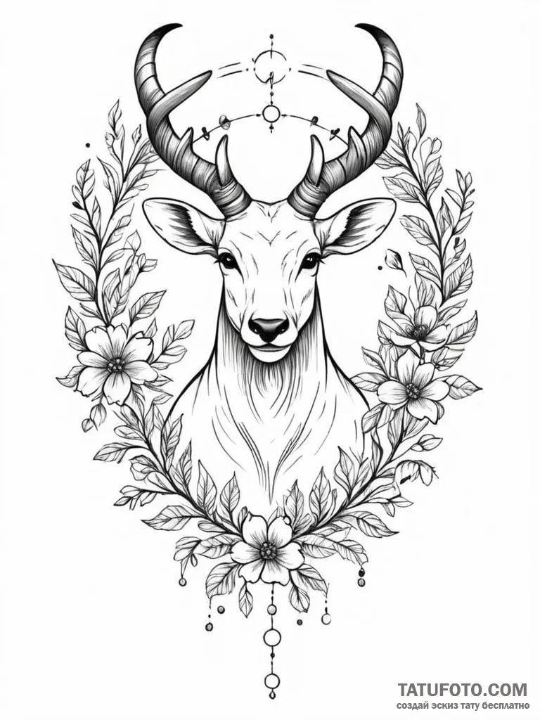 Tattoo sketch a zodiac animal made entirely o... - эскиз тату (№1751189682_0, 29.06.2025 09:34) — Tatufoto.com