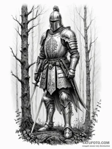 A tattoo sketch of a vityaz (slavic knight) i... - эскиз тату (№1751189767_0, 29.06.2025 09:36) — Tatufoto.com