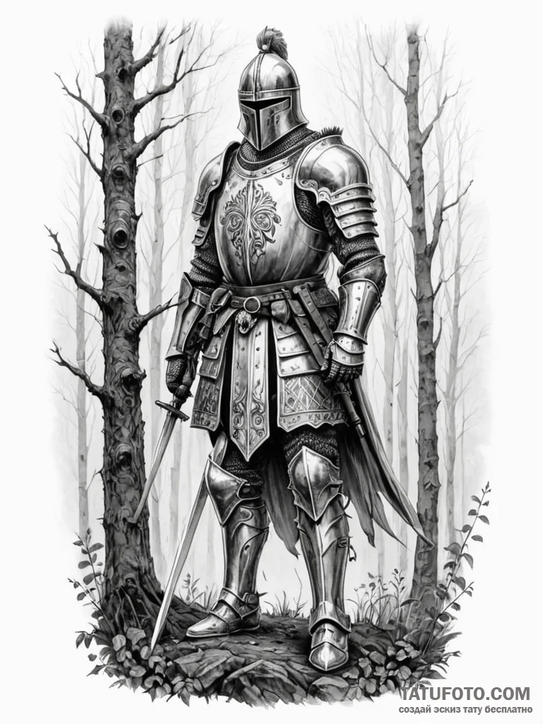 A tattoo sketch of a vityaz (slavic knight) i... - эскиз тату (№1751189767_0, 29.06.2025 09:36) — Tatufoto.com