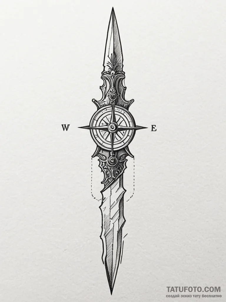 Tattoo sketch a tactical knife blade with a s... - эскиз тату (№1751189912_0, 29.06.2025 09:38) — Tatufoto.com