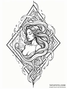 Tattoo sketch aquarius's water flowing as a s... - эскиз тату (№1751190176_0, 29.06.2025 09:42) — Tatufoto.com