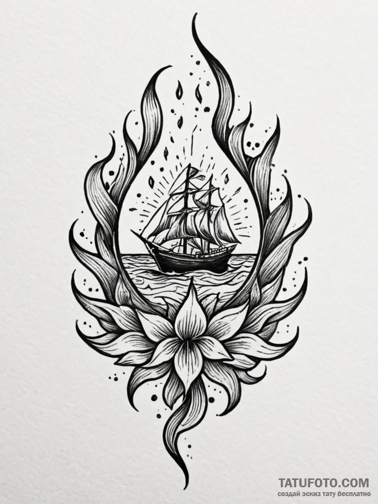 Shadow flame swirling in darkness, tattoo ske... - эскиз тату (№1751190345_0, 29.06.2025 09:45) — Tatufoto.com