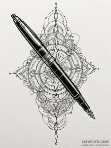 Fountain pen, writing a signature or a single... - эскиз тату (№1751190577_0, 29.06.2025 09:49) — Tatufoto.com