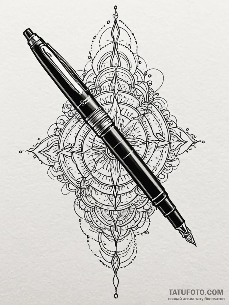 Fountain pen, writing a signature or a single... - эскиз тату (№1751190577_0, 29.06.2025 09:49) — Tatufoto.com