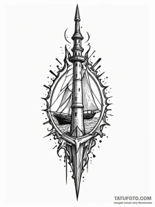 Steel spear beneath shattered spire, tattoo d... - эскиз тату (№1751191248_0, 29.06.2025 10:00) — Tatufoto.com