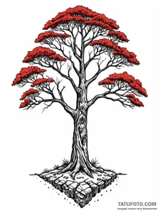 Petrified tree with a single, living leaf, ar... - эскиз тату (№1751191797_0, 29.06.2025 10:09) — Tatufoto.com