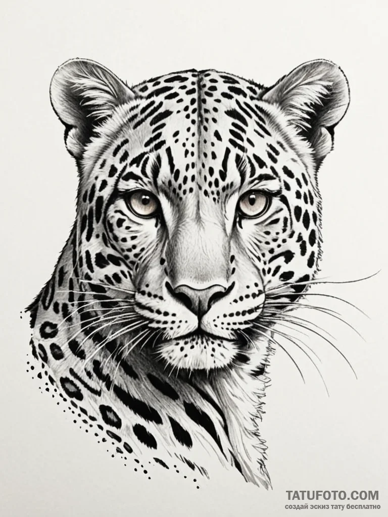 Leopard with spots that form a map, artistic... - эскиз тату (№1751192069_0, 29.06.2025 10:14) — Tatufoto.com