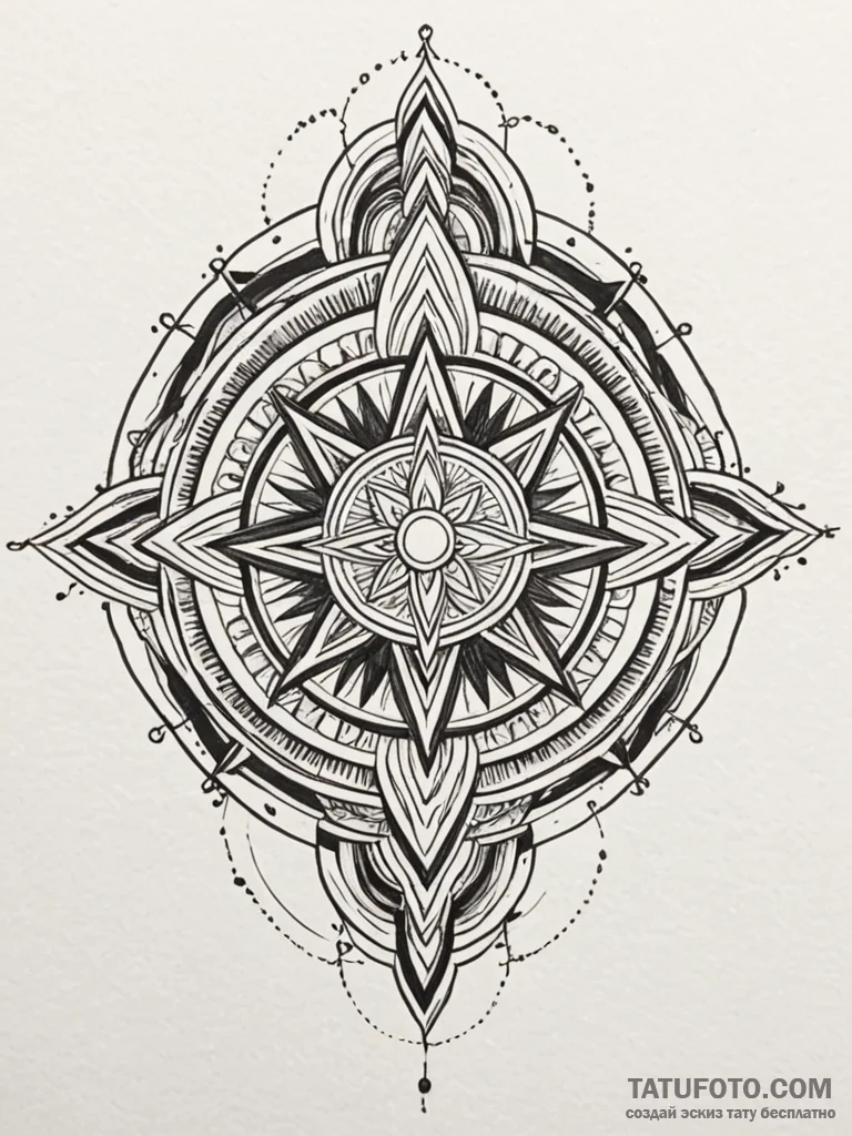 Quasar erupting from the center of a mandala,... - эскиз тату (№1751192360_0, 29.06.2025 10:19) — Tatufoto.com