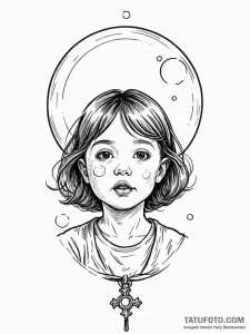 A whimsical bubble from a child's mouth, inno... - эскиз тату (№1751192504_0, 29.06.2025 10:21) — Tatufoto.com