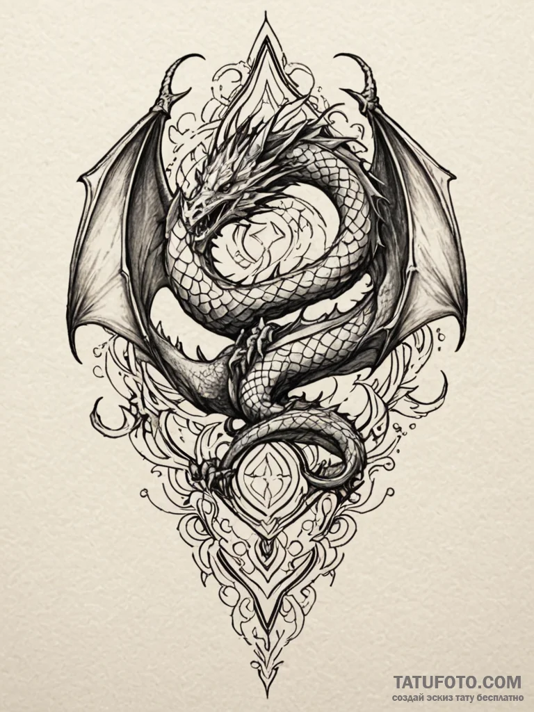 Dragon scales with glowing runes, tattoo sket... - эскиз тату (№1751192784_0, 29.06.2025 10:26) — Tatufoto.com