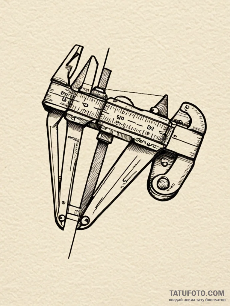 Vernier caliper, a tool for precise measureme... - эскиз тату (№1751193259_0, 29.06.2025 10:34) — Tatufoto.com