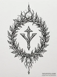 Thorn crown wrapped in glowing, runic vines,... - эскиз тату (№1751193714_0, 29.06.2025 10:41) — Tatufoto.com