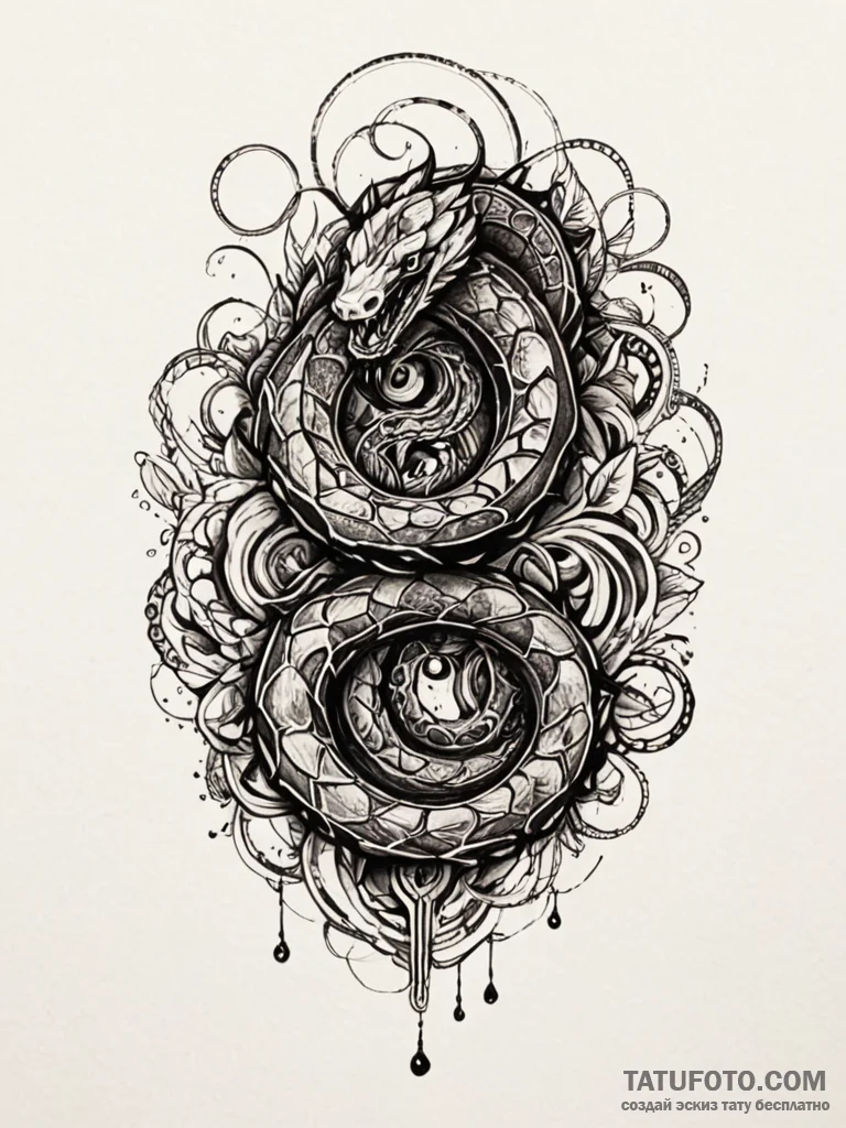 Dark water serpent, tattoo sketch design, sep... - эскиз тату (№1751194050_0, 29.06.2025 10:47) — Tatufoto.com