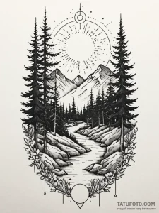 Astral gate opening in forest, tattoo drawing... - эскиз тату (№1751194273_0, 29.06.2025 10:51) — Tatufoto.com