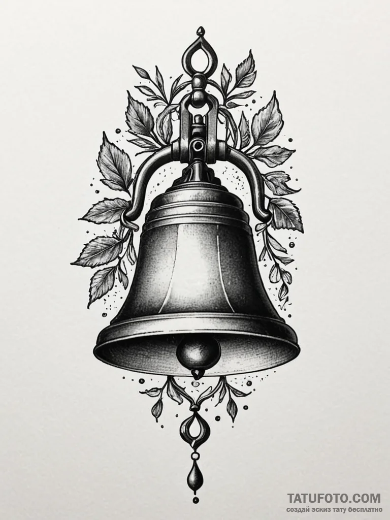 A classic bell pealing, echoing,, tattoo draw... - эскиз тату (№1751194639_0, 29.06.2025 10:57) — Tatufoto.com