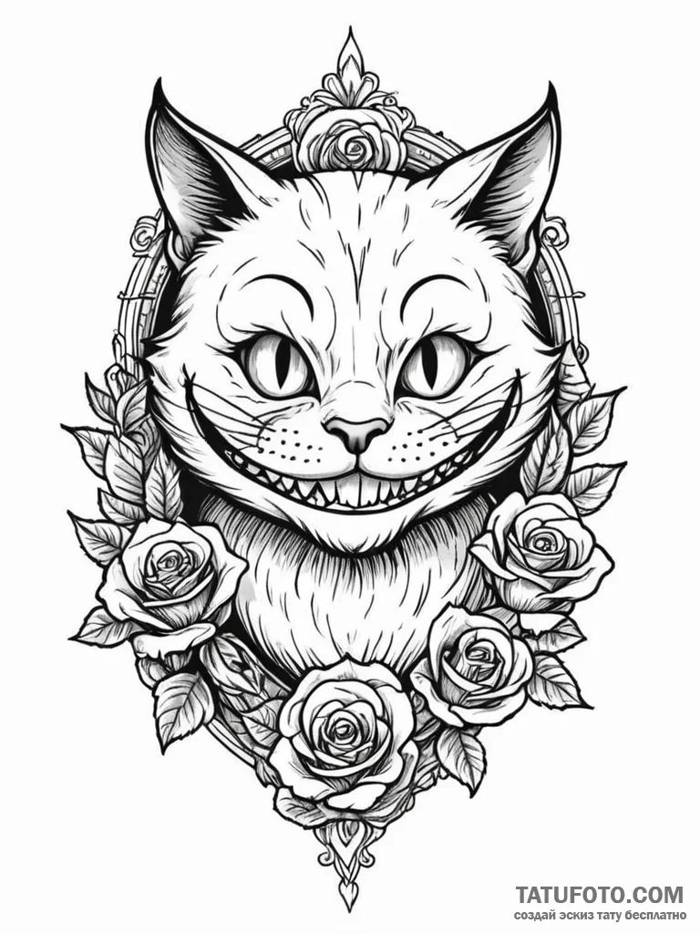 The cheshire cat's grin (is there, but can be... - эскиз тату (№1751195597_0, 29.06.2025 11:13) — Tatufoto.com