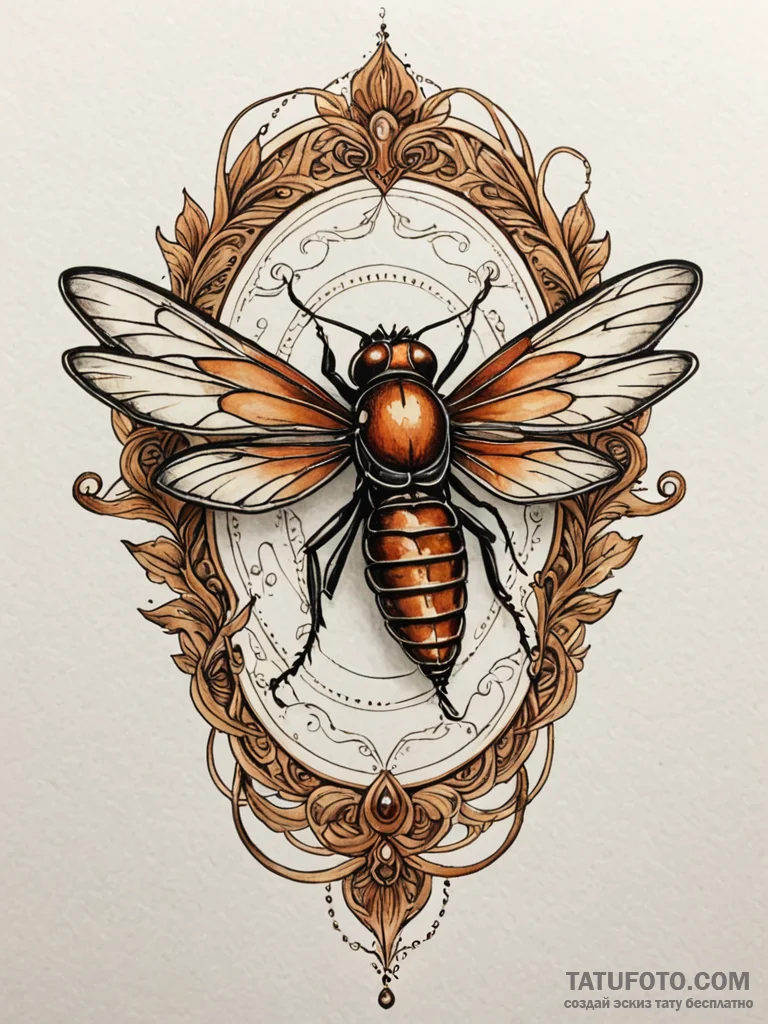 Fly, concept art for tattoo, neo traditional... - эскиз тату (№1751195687_0, 29.06.2025 11:14) — Tatufoto.com