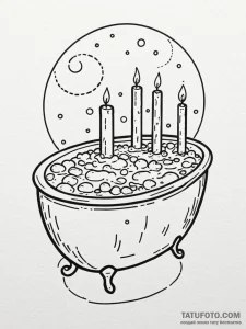 A whimsical bubble bath with candles, relaxat... - эскиз тату (№1751195879_0, 29.06.2025 11:17) — Tatufoto.com