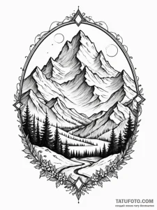 Snow-capped mountain, majestic and serene, ta... - эскиз тату (№1751195961_0, 29.06.2025 11:19) — Tatufoto.com