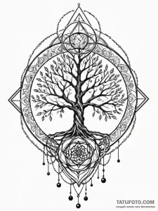 Apocalyptic chains strangling tree, ink illus... - эскиз тату (№1751196049_0, 29.06.2025 11:20) — Tatufoto.com