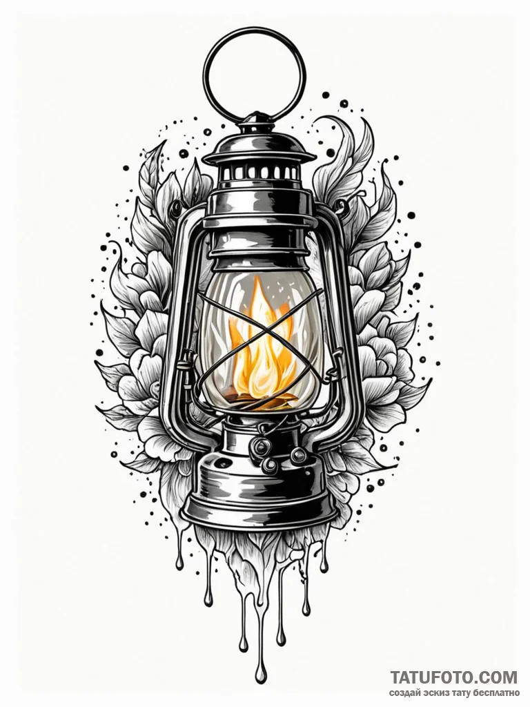 Lantern dripping spectral light, tattoo sketc... - эскиз тату (№1751196193_0, 29.06.2025 11:23) — Tatufoto.com