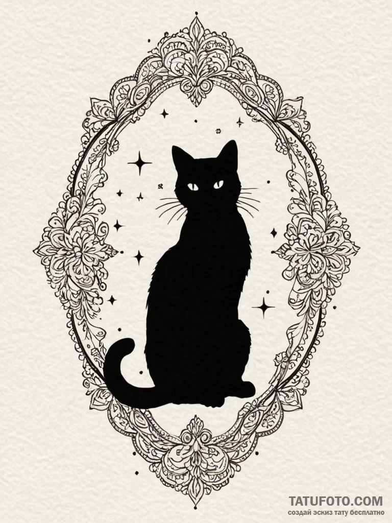 Cat's silhouette filled with a starry night s... - эскиз тату (№1751203651_0, 29.06.2025 13:27) — Tatufoto.com