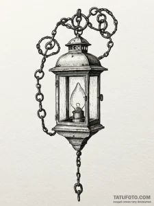 Lantern tethered by bone chains, artistic tat... - эскиз тату (№1751203992_0, 29.06.2025 13:33) — Tatufoto.com