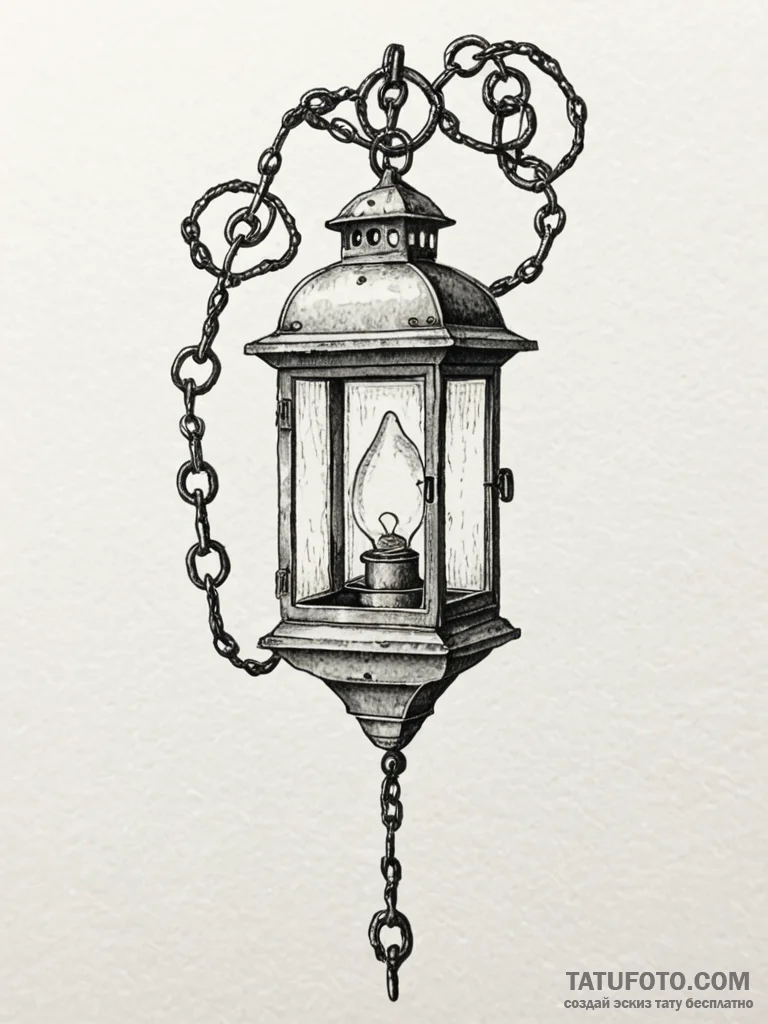 Lantern tethered by bone chains, artistic tat... - эскиз тату (№1751203992_0, 29.06.2025 13:33) — Tatufoto.com