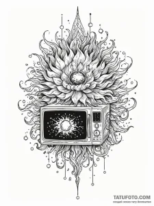 Microwave oven containing a miniature, explod... - эскиз тату (№1751204696_0, 29.06.2025 13:44) — Tatufoto.com