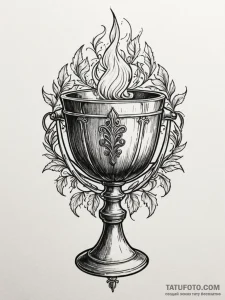 Iron chalice filled with shadows, tattoo line... - эскиз тату (№1751204861_0, 29.06.2025 13:47) — Tatufoto.com
