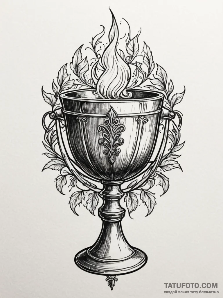 Iron chalice filled with shadows, tattoo line... - эскиз тату (№1751204861_0, 29.06.2025 13:47) — Tatufoto.com