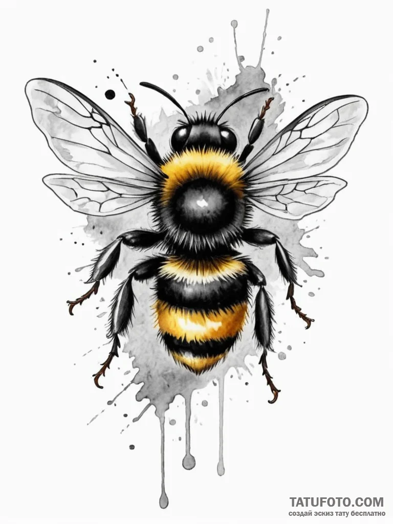 Bumblebee, concept art for tattoo, moderately... - эскиз тату (№1751205114_0, 29.06.2025 13:51) — Tatufoto.com