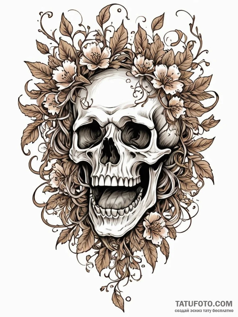 Oak blossom devouring relic, tattoo drawing o... - эскиз тату (№1751205189_0, 29.06.2025 13:53) — Tatufoto.com