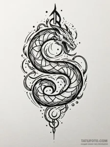 Tide serpent devouring ancient rune, tattoo d... - эскиз тату (№1751206640_0, 29.06.2025 14:17) — Tatufoto.com