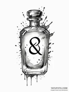 Perfume bottle cracked with runes, ink illust... - эскиз тату (№1751207243_0, 29.06.2025 14:27) — Tatufoto.com