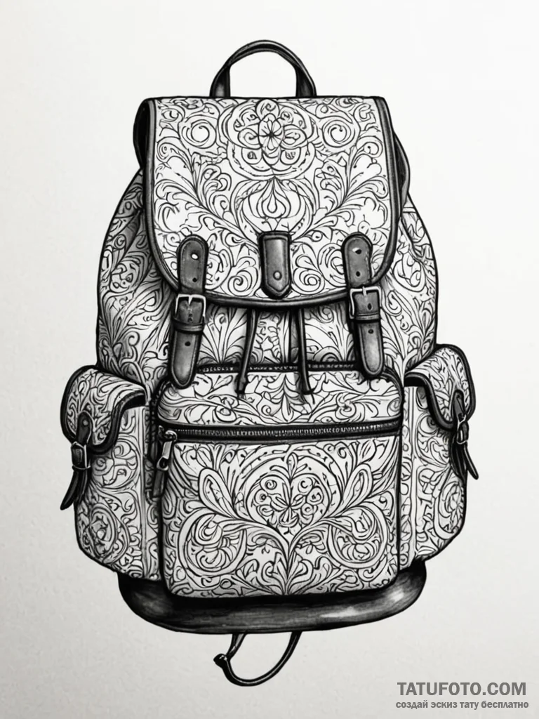 A detailed backpack for school, learning,, ar... - эскиз тату (№1751207318_0, 29.06.2025 14:28) — Tatufoto.com