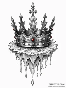 Crown of ice melting slowly, ink illustration... - эскиз тату (№1751207420_0, 29.06.2025 14:30) — Tatufoto.com