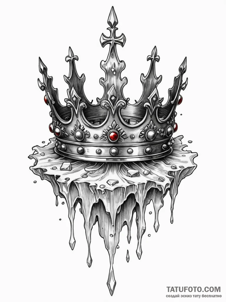 Crown of ice melting slowly, ink illustration... - эскиз тату (№1751207420_0, 29.06.2025 14:30) — Tatufoto.com