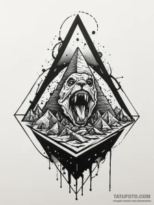 Pyramid crown devouring light, tattoo line ar... - эскиз тату (№1751207772_0, 29.06.2025 14:36) — Tatufoto.com