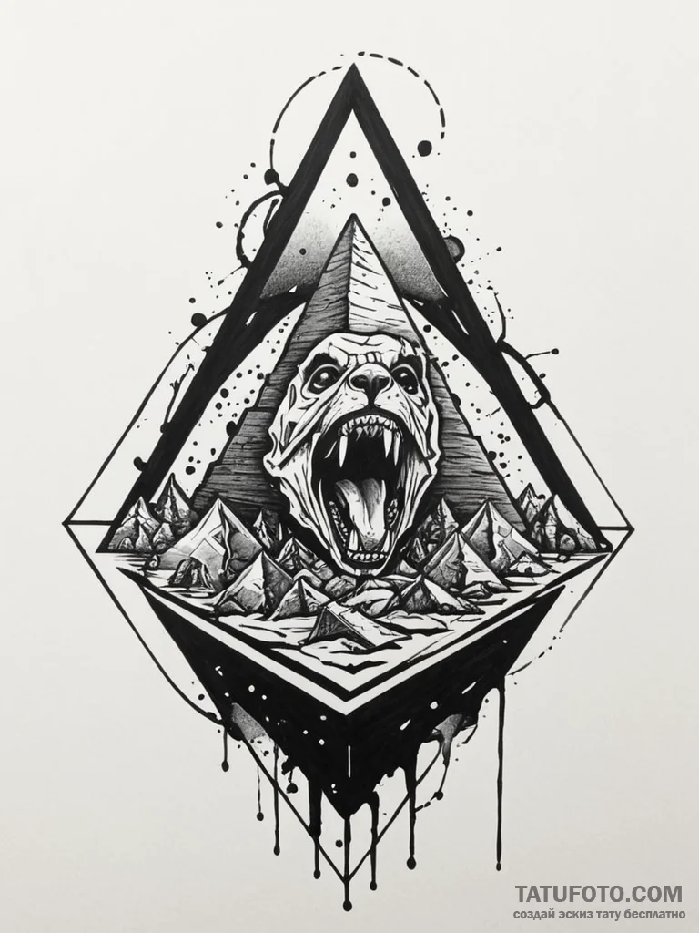 Pyramid crown devouring light, tattoo line ar... - эскиз тату (№1751207772_0, 29.06.2025 14:36) — Tatufoto.com