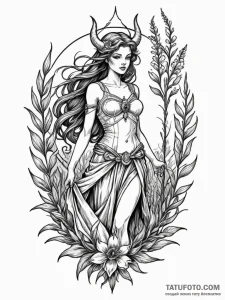 Hades leading persephone through a field of a... - эскиз тату (№1751208551_0, 29.06.2025 14:49) — Tatufoto.com