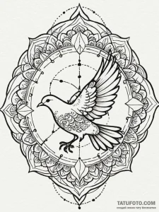 Dove, tattoo sketch design, masterpiece, best... - эскиз тату (№1751208651_0, 29.06.2025 14:50) — Tatufoto.com