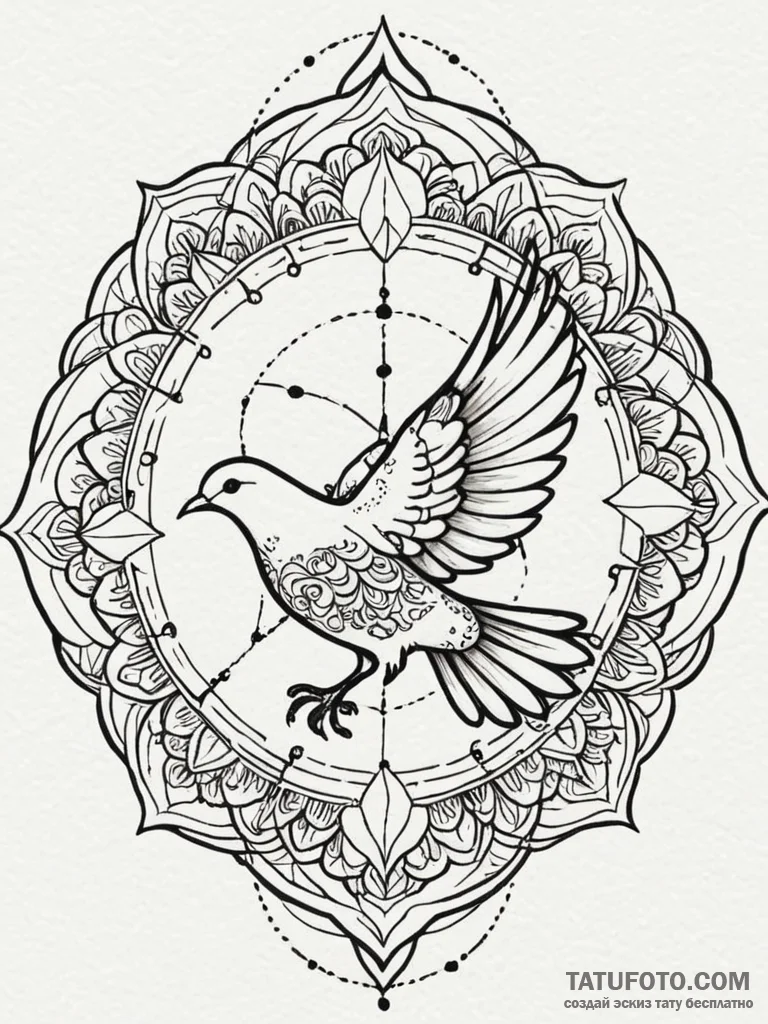 Dove, tattoo sketch design, masterpiece, best... - эскиз тату (№1751208651_0, 29.06.2025 14:50) — Tatufoto.com