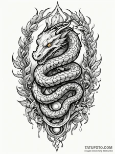 Hollow serpent devouring celestial flame, art... - эскиз тату (№1751209954_0, 29.06.2025 15:12) — Tatufoto.com
